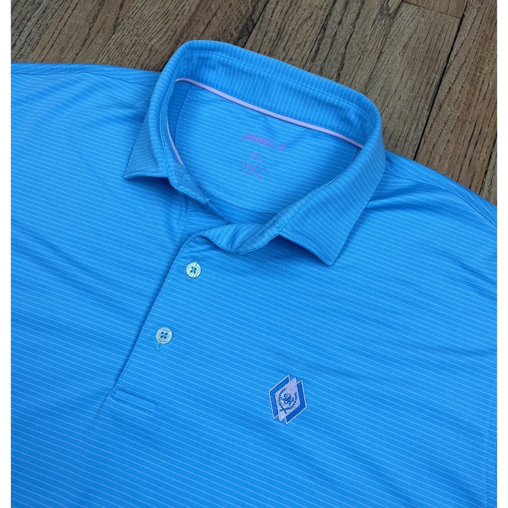 Johnnie-O Prep-Formance Blue Striped‎ Golf Shirt Sleeve Polo Shirt Men's Size XL